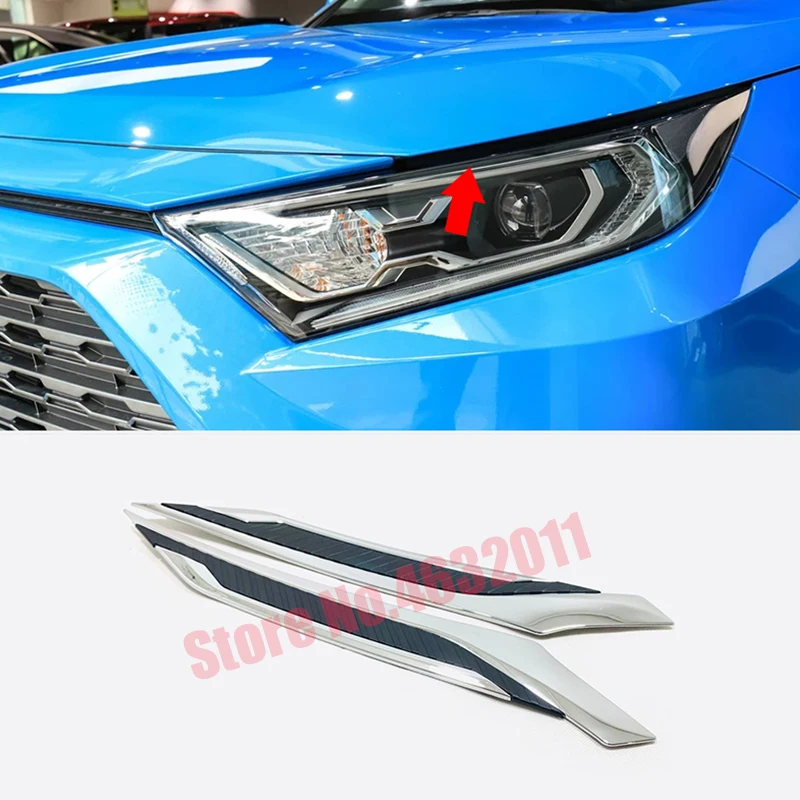 

For Toyota RAV4 Rav 4 Accessories 2019 2020 ABS Front Headlight Head Light Lamp Eyebrow Cover Trim Car styling 2Pcs / Set