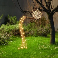 gardening decor lantern watering can solar led star shower art lights string sprinkler with planter for landscape path yard lawn