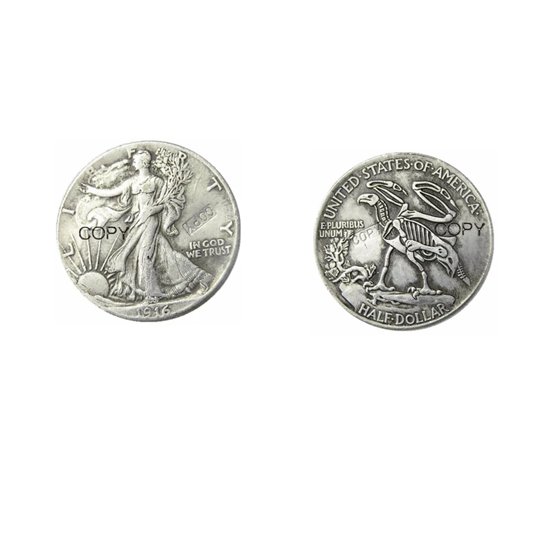 Хобо ходьба Liberty Half Dollar Череп Дизайн Посеребренная копия монеты | Дом и сад