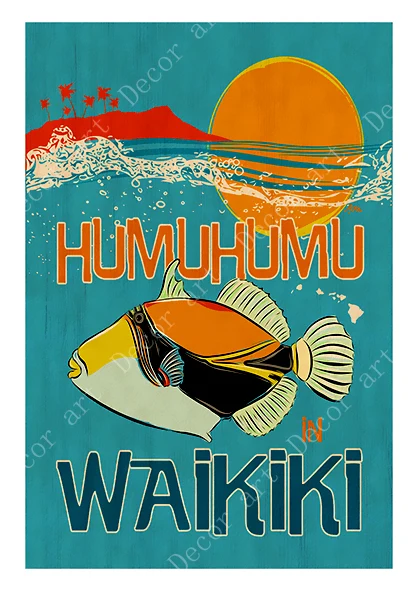 Летняя картина для серфинга в уайкики гавайский путешествия холст винтажные