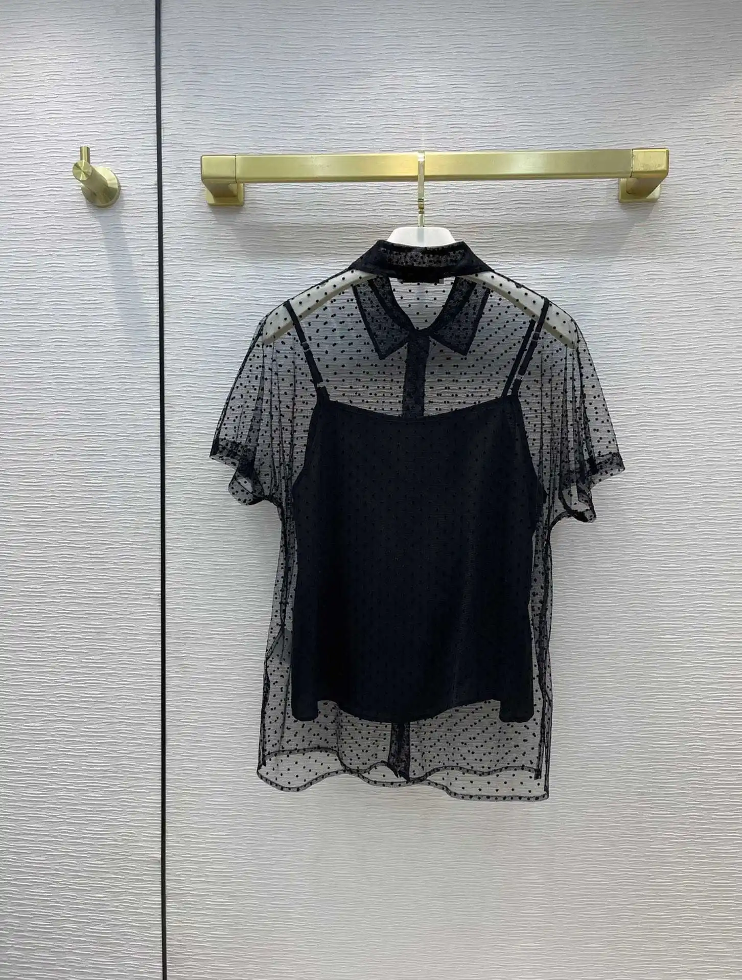 

Женская прозрачная блузка в стиле ретро, Элегантная черная Повседневная Блузка с коротким рукавом и шелковым бантом, лето 2021