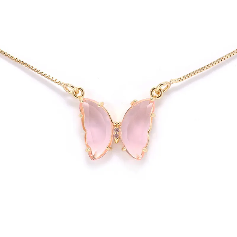 

JIAN Trendy Butterfly Necklace For Women Long Clavicle Chain Pendant Stylish Gold Choker Jewelry Birthday Gift for Girlfriend