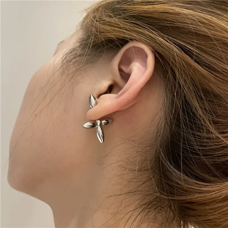 

French Fashion Design Cross Shape Hip Hop Punk Personality Gold Silver Color Earrings For Women Fashion Charm Ear Jewelry