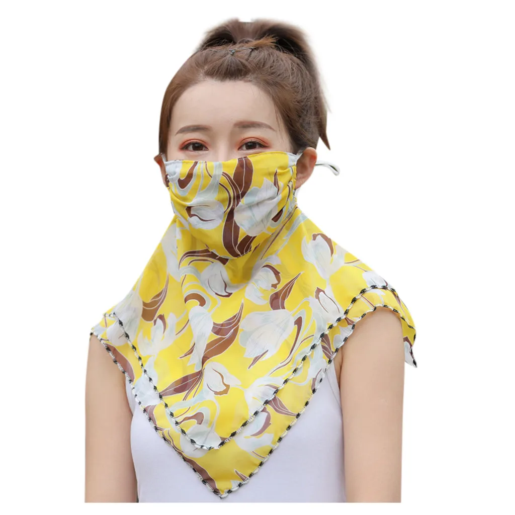 Солнцезащитный Шелковый треугольный шарф защита для шеи подвесной УФ-защита