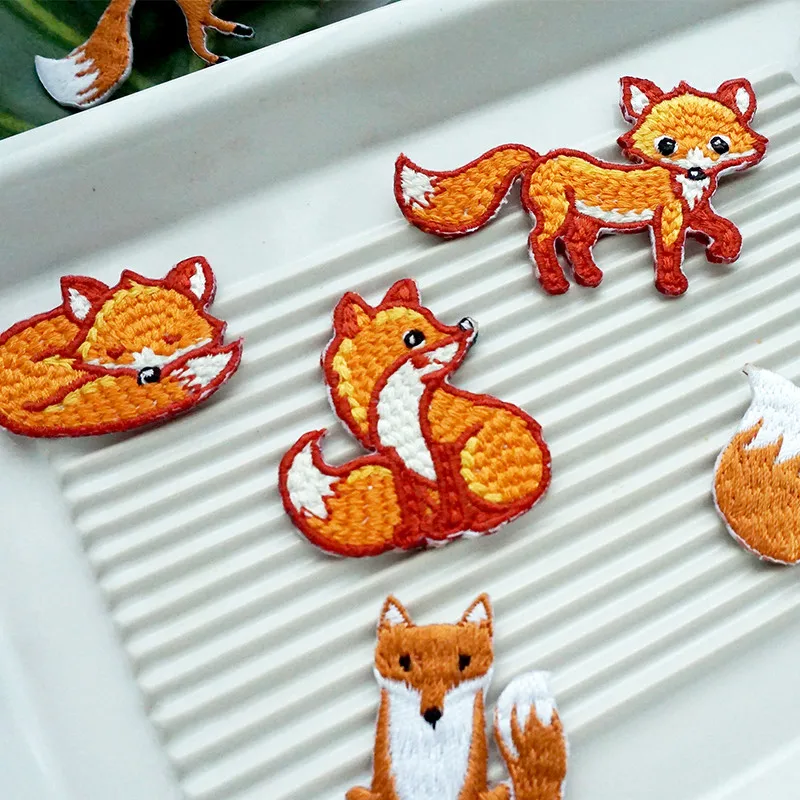 Hochwertige 1-teilige bestickte süße Fuchs-Aufnäher für Kleidung, Taschen, DIY-Applikation, Stickerei, Parches zum Aufbügeln für Kleidung – Detail 4
