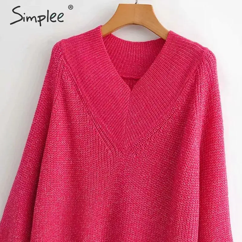 Simplee Элегантное джемпер с длинным рукавом Вязаная пуловер осень-зима | Женская