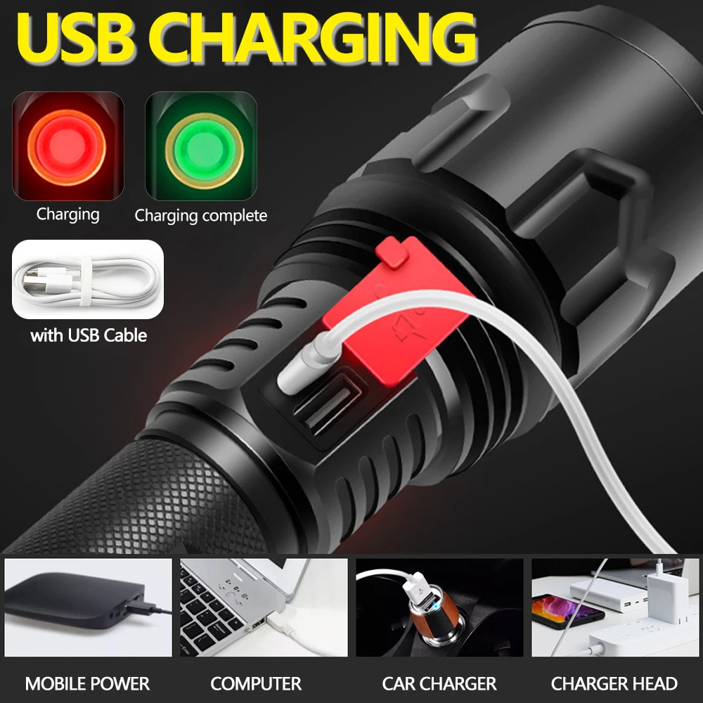 Самый мощный светодиодный фонарик 7500LM XHP70.2 перезаряжаемый фонарь XHP50 USB Zoom XHP70 для