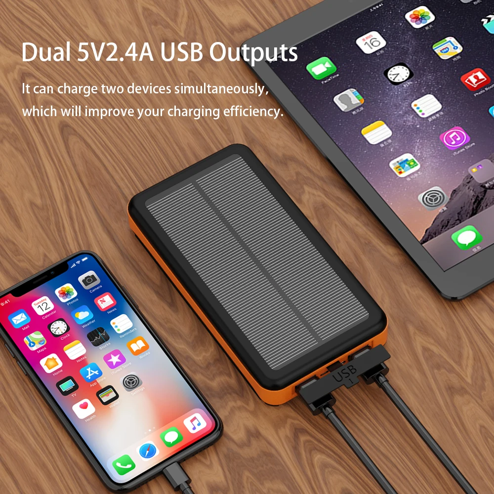 25000 мач солнечный внешний аккумулятор с 4 солнечными панелями двумя usb-выходами и