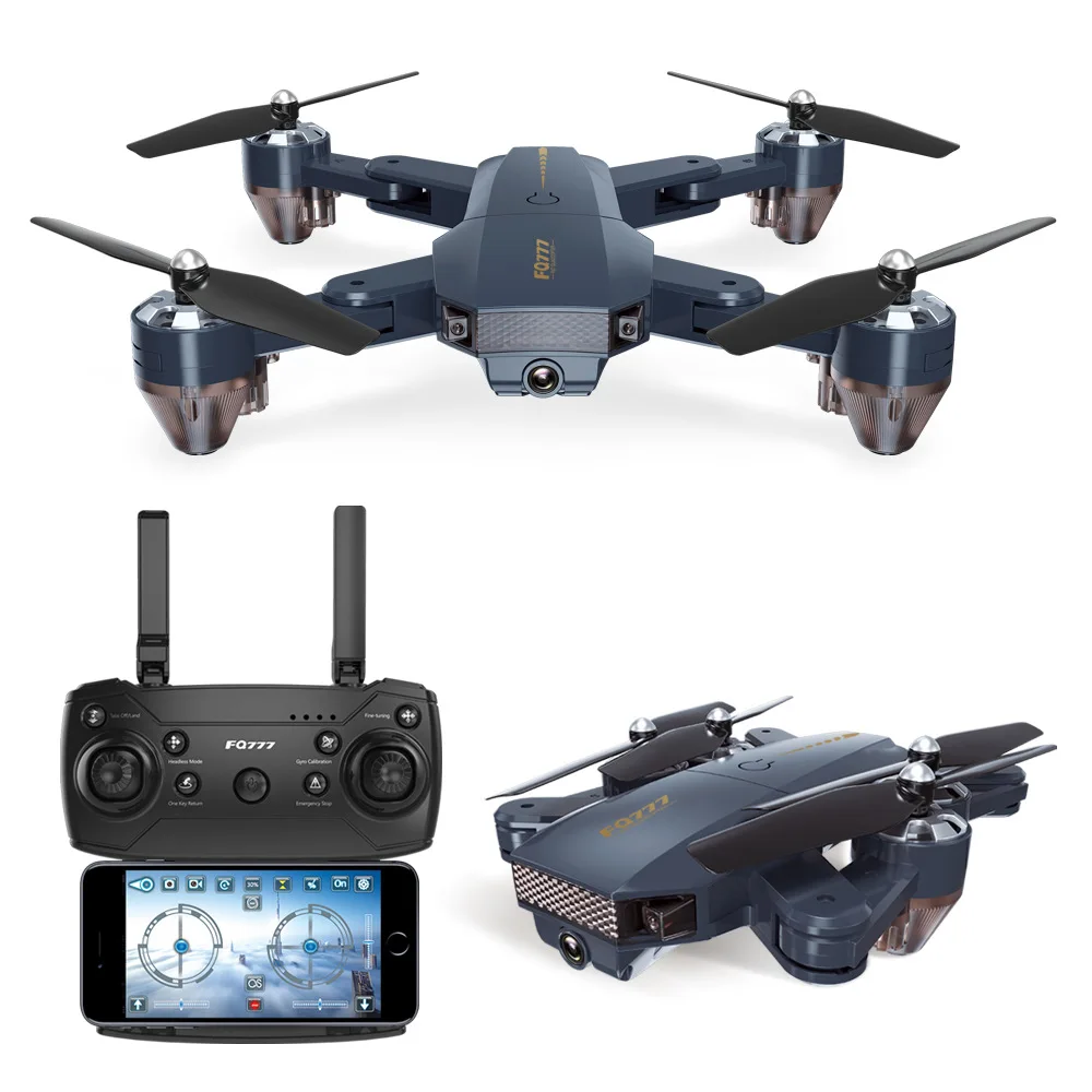 Радиоуправляемый Дрон FQ777 Квадрокоптер Wi Fi FPV Дроны с широкоугольной HD камерой