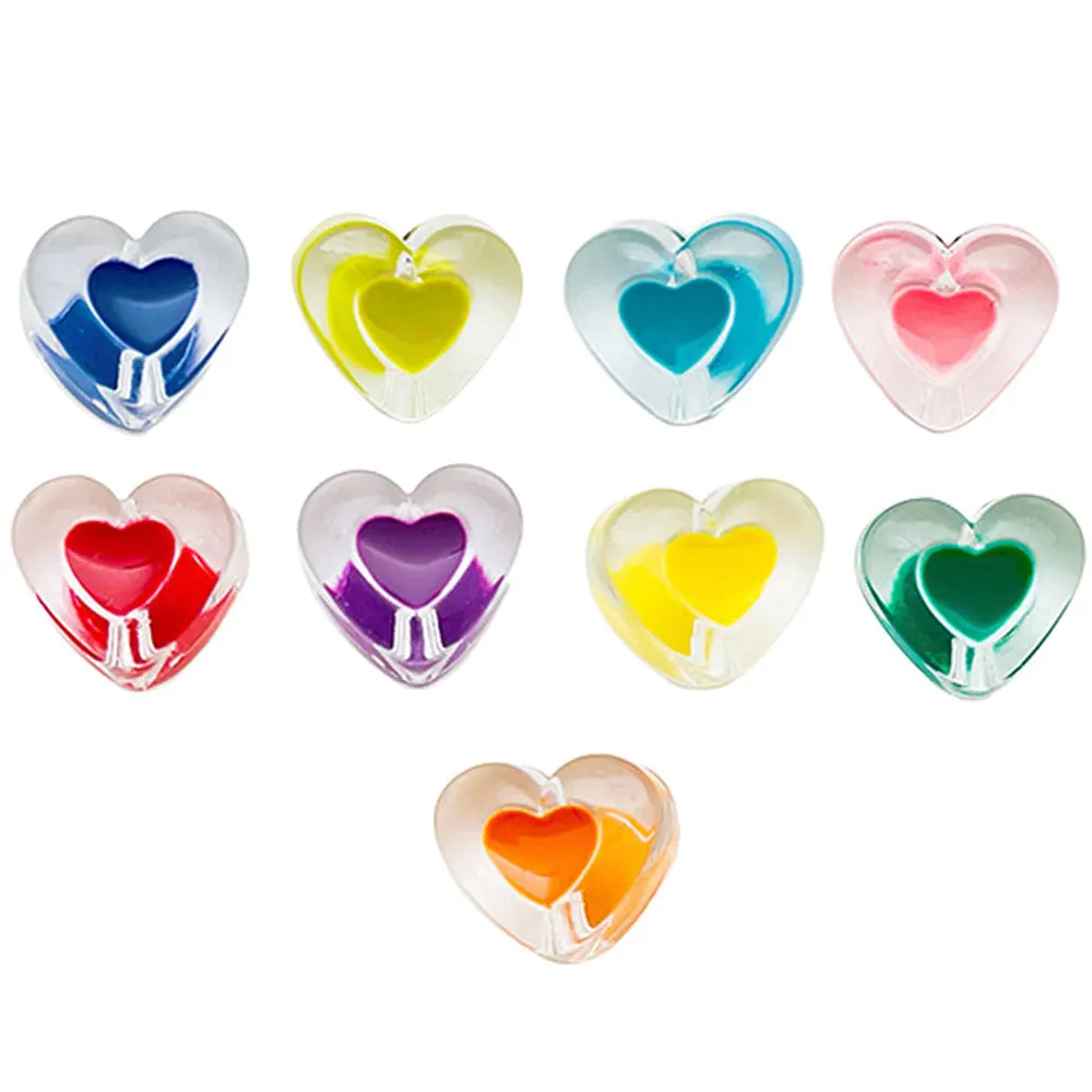 

20pcs 17x15x8mm Acrylic Heart Beads Transparent Spaced Beads Charms Bracelet Necklace Beads For Jewelry Making DIY Accessories