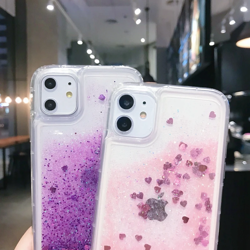 Розовые блестящие Чехлы для iphone 6s 7 8plus X XSmax 11 11pro прозрачный мягкий силиконовый