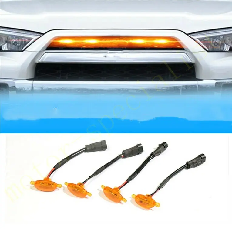 

4pcs Car Styling Accessories Front Grille LED Light Raptor Style Grill Trim Fit For Toyota 4Runner 2006-2010 W/ Wire Speed