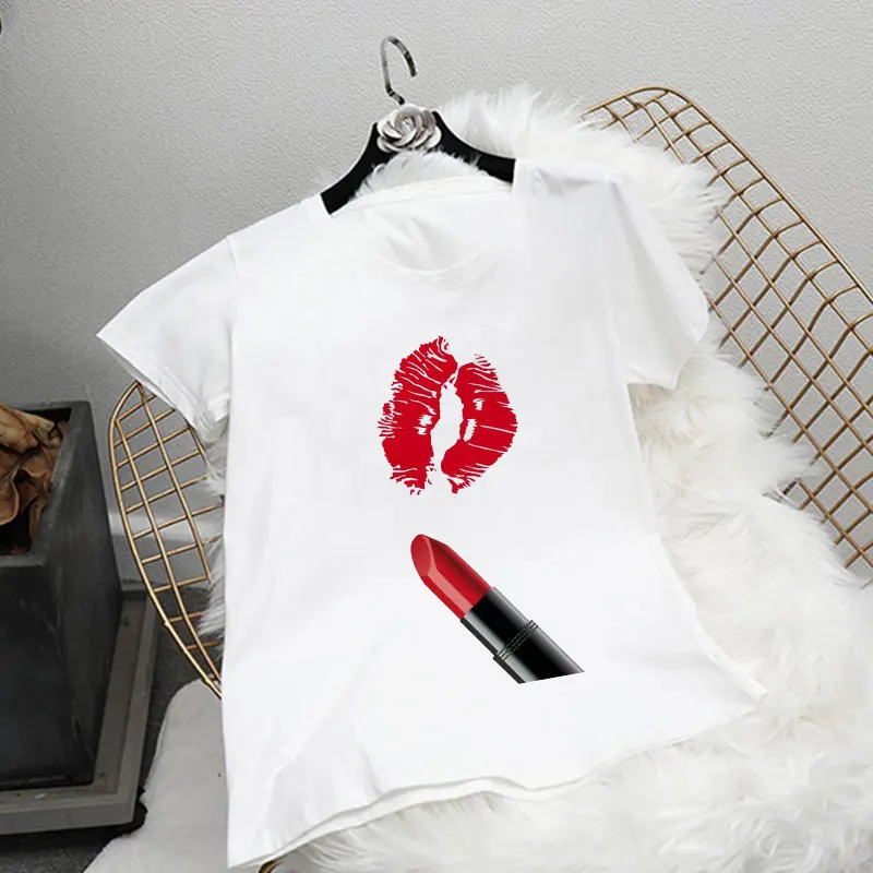 Vogue футболка для девочек в стиле ретро футболки грудничков губная помада детская