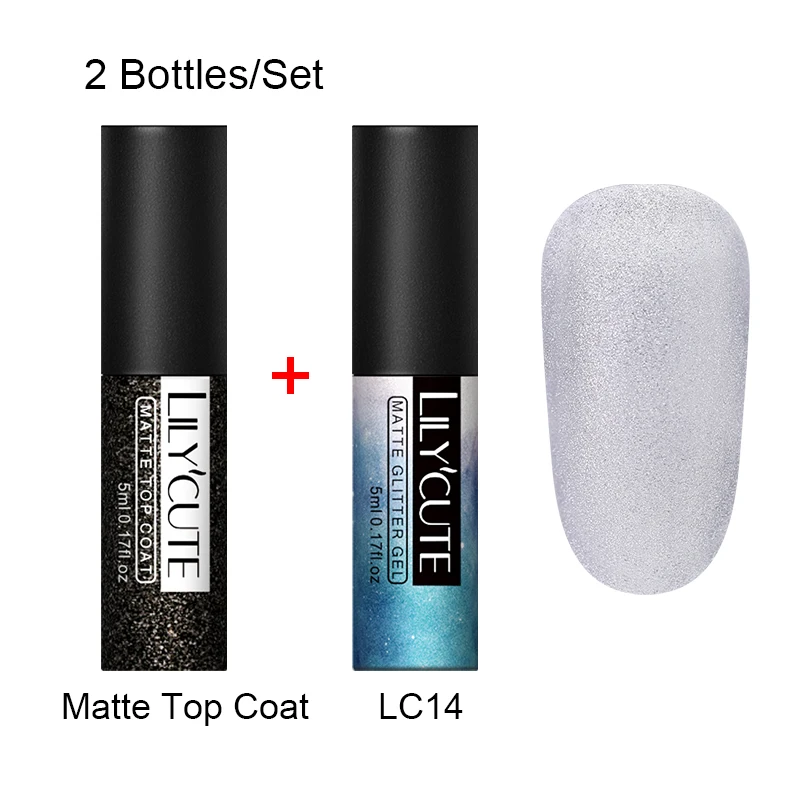 2 Bottles 14 LILYCUTE матовое верхнее покрытие Цвет УФ-гель для ногтей Полупостоянный личная гигиена лак для ногтей, маникюр Гель-краска для ногтей маникюр - Цвет: 2 Bottles 14