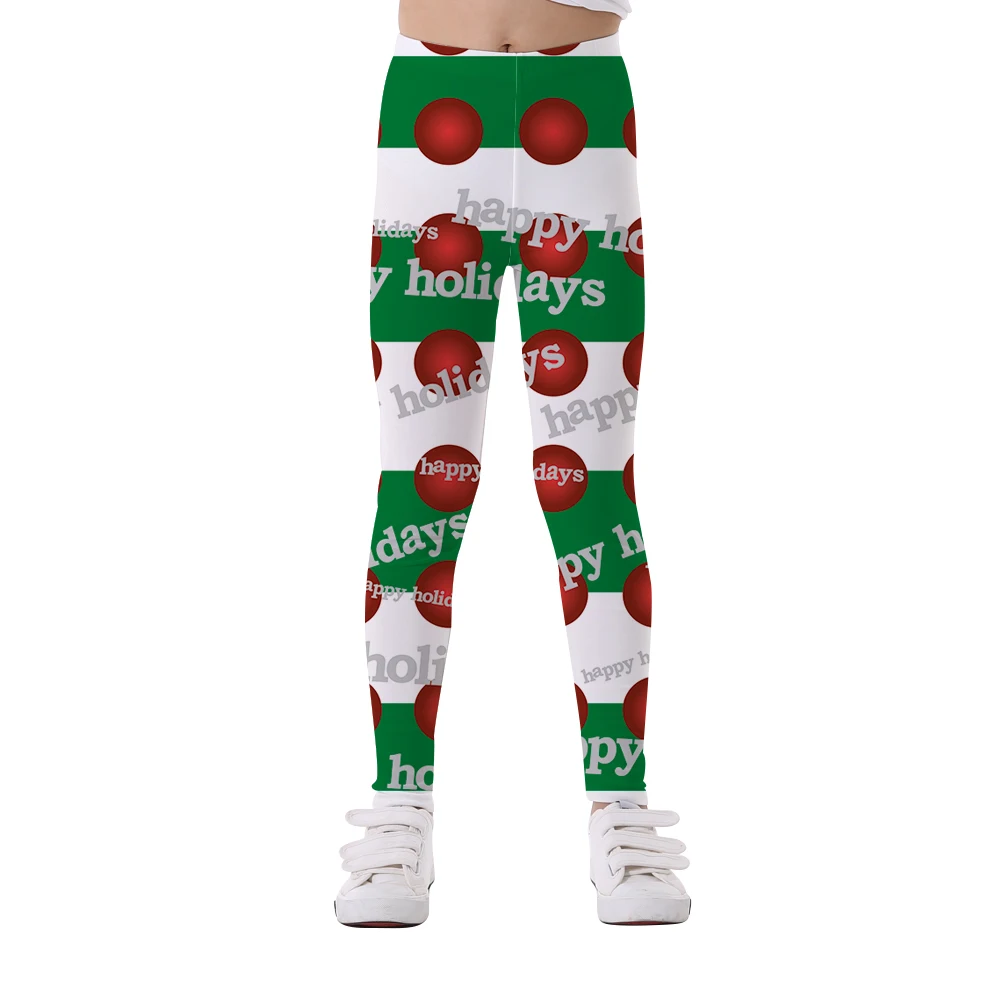 LOVE SPARK Kids Casual Running Pants Christmas Father Blue Green Printing Full Length Workout Childrens Leggings | Спорт и