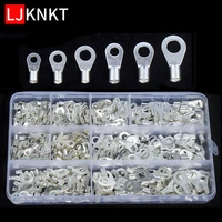 450360pcs cold press bare terminals plug round cable wire electrical connector copper nose ring o type combination set kit