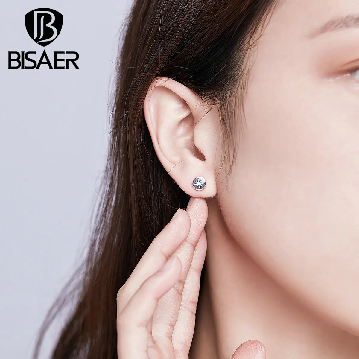 Простые серьги BISAER 925 пробы серебряные классические геометрические серьги-гвоздики для женщин и мужчин ювелирные изделия из стерлингового серебра ECE734
