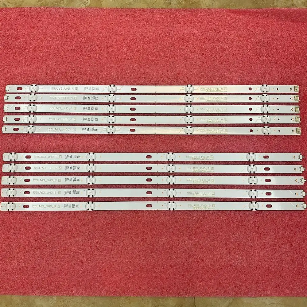10 шт./компл. светодиодный Подсветка полосы для LG 55UJ6309 55UJ6300 55UJ635V 55UJ634V 55UJ630V SSC_55LJ55