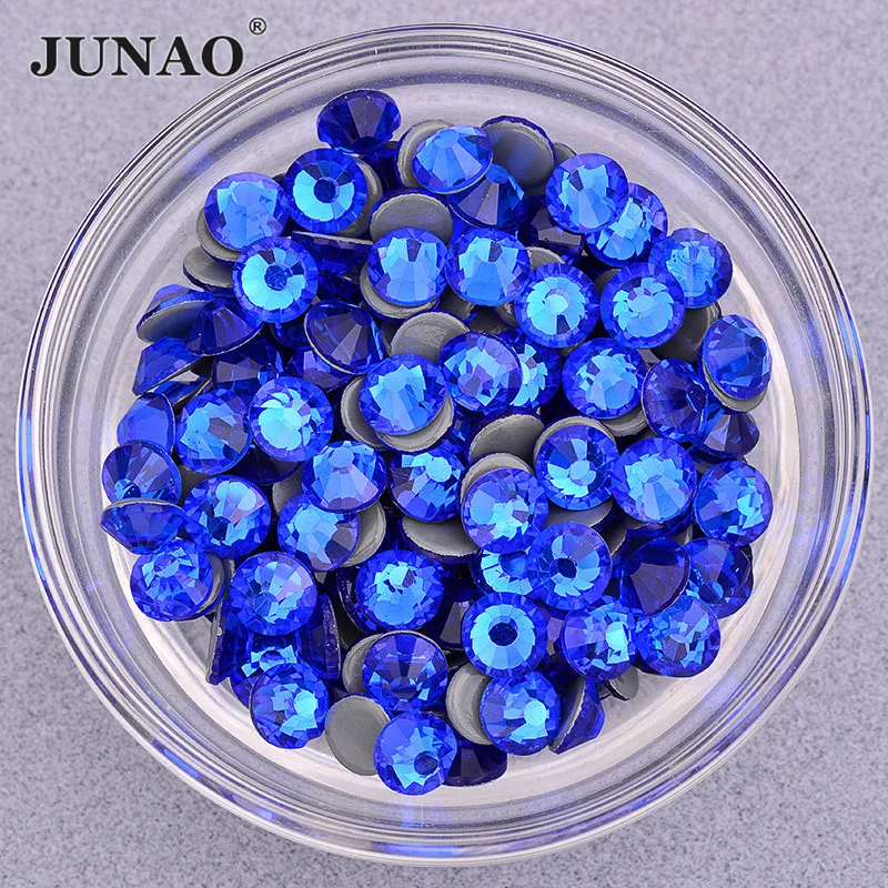 JUNAO SS 6 8 10 12 16 20 30 синий Цвет исправление Стекло Стразы тепловое закрепление