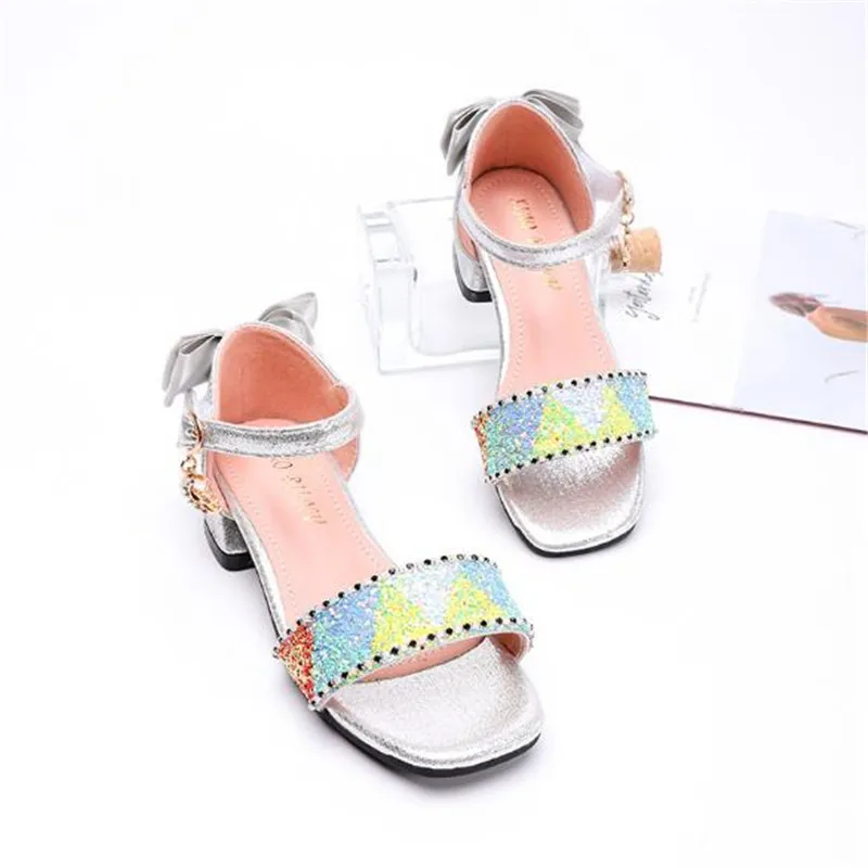 

New Girls Sandals High Heels Princess Party Open Toe Performance Fashion Dance Summer Children Shoes Kids Baby Comfortable 02