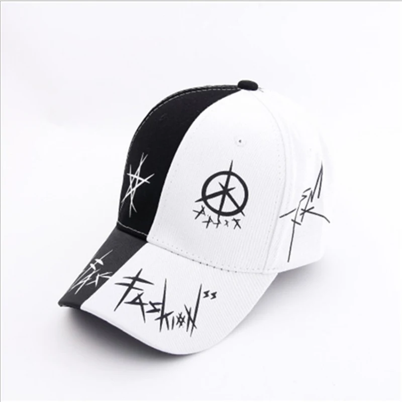 

Baseball caps black and white patchwork men's and women's hip-hop caps fashion dad hats casual buckle caps