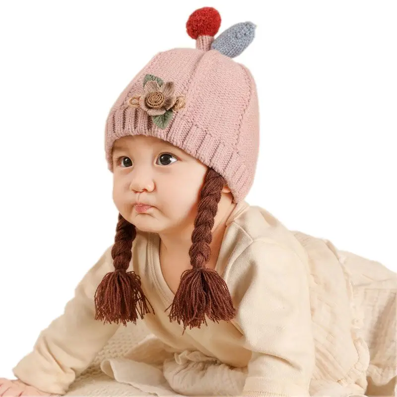 

Baby Boy Hat for Girls Autumn Cute Baby Knitted Hats kids Windproof Warm Ear Beanie Children's Hats for Girls Kids Winter Cap