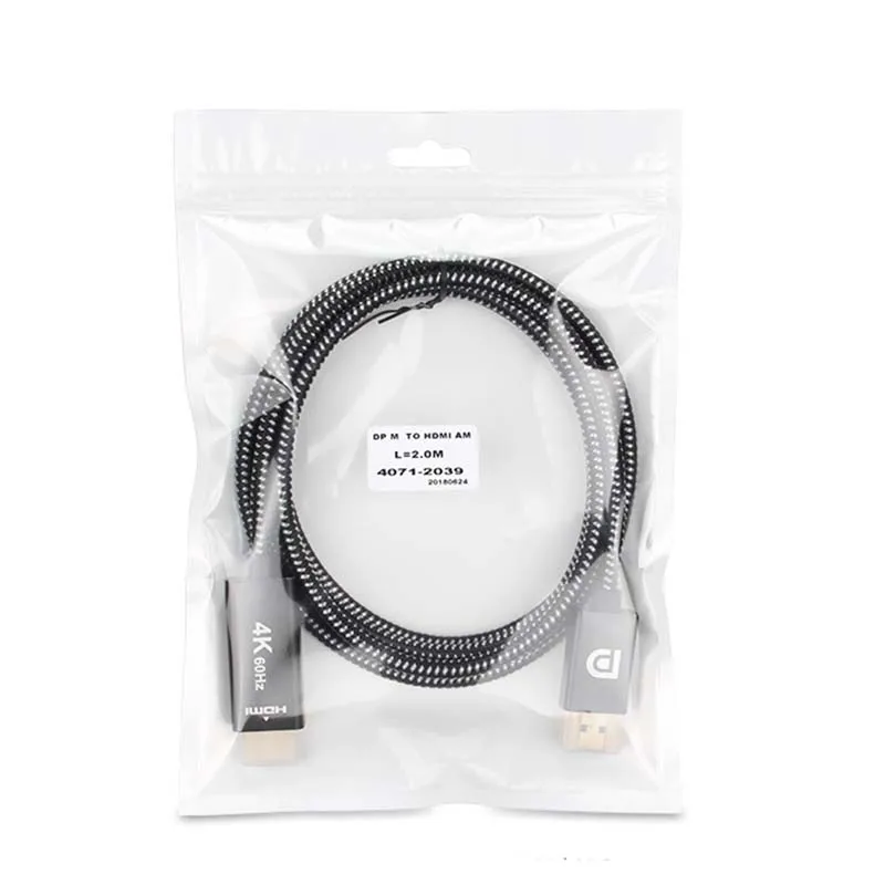 2m DisplayPort HDMI кабель с нейлоновой оплеткой позолоченный 4K 60Hz UHD однонаправленный