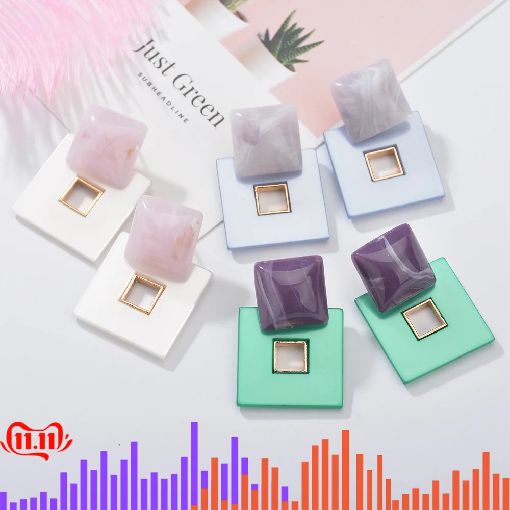 MESTILO 2019 Новый дизайн Зеленые квадратные полимерные Висячие серьги для женщин