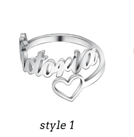 Personalized Love Heart Name Ring Custom Nameplate Ring Letter Anillos Mujer Couple Jewelry Gift Stainless Steel Rings For Women - Цвет основного камня: style 1