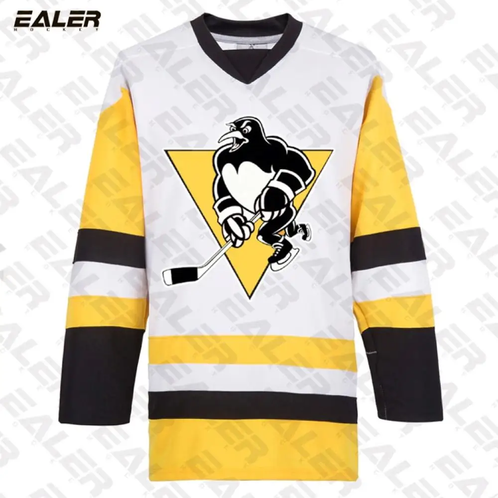 Coldoutdoor бесплатная доставка Пингвин Логотип Хоккей Джерси футболки Обучение