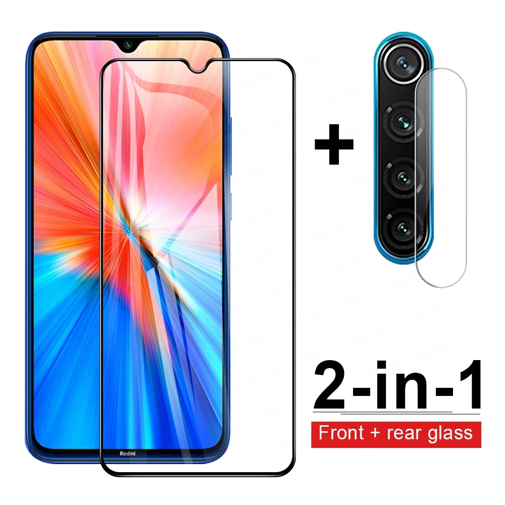 

Защитное стекло для Xiaomi Redmi Note 8, 8T, 8 Pro, закаленное, 2 в 1