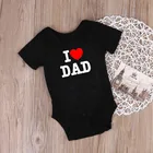 Хлопковое боди с надписью I Love Dad для младенцев, комбинезон с коротким рукавом, боди для маленьких мальчиков и девочек, детские Боди, одежда