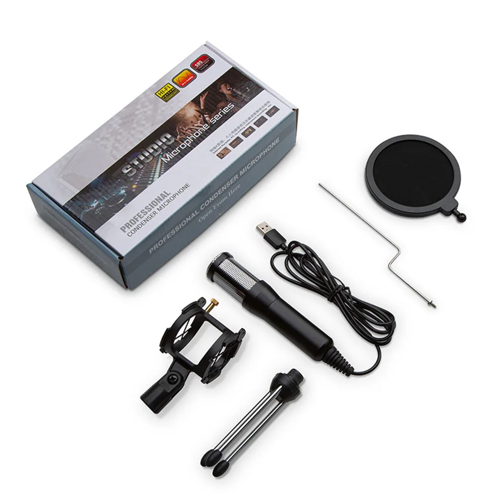 Профессиональный конденсаторный микрофон с держателем для компьютера ноутбука