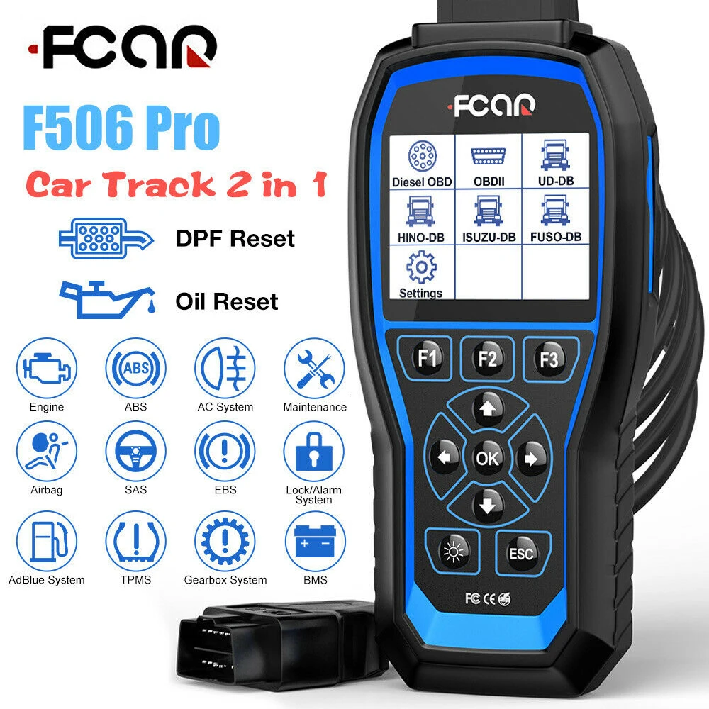 

FCAR F506 Pro Truck Car Diagnostic Tools DPF Oil Reset OBD Diesel Truck Car 2 in 1 Free Updat Lifetime OBD2 Scanner Professional