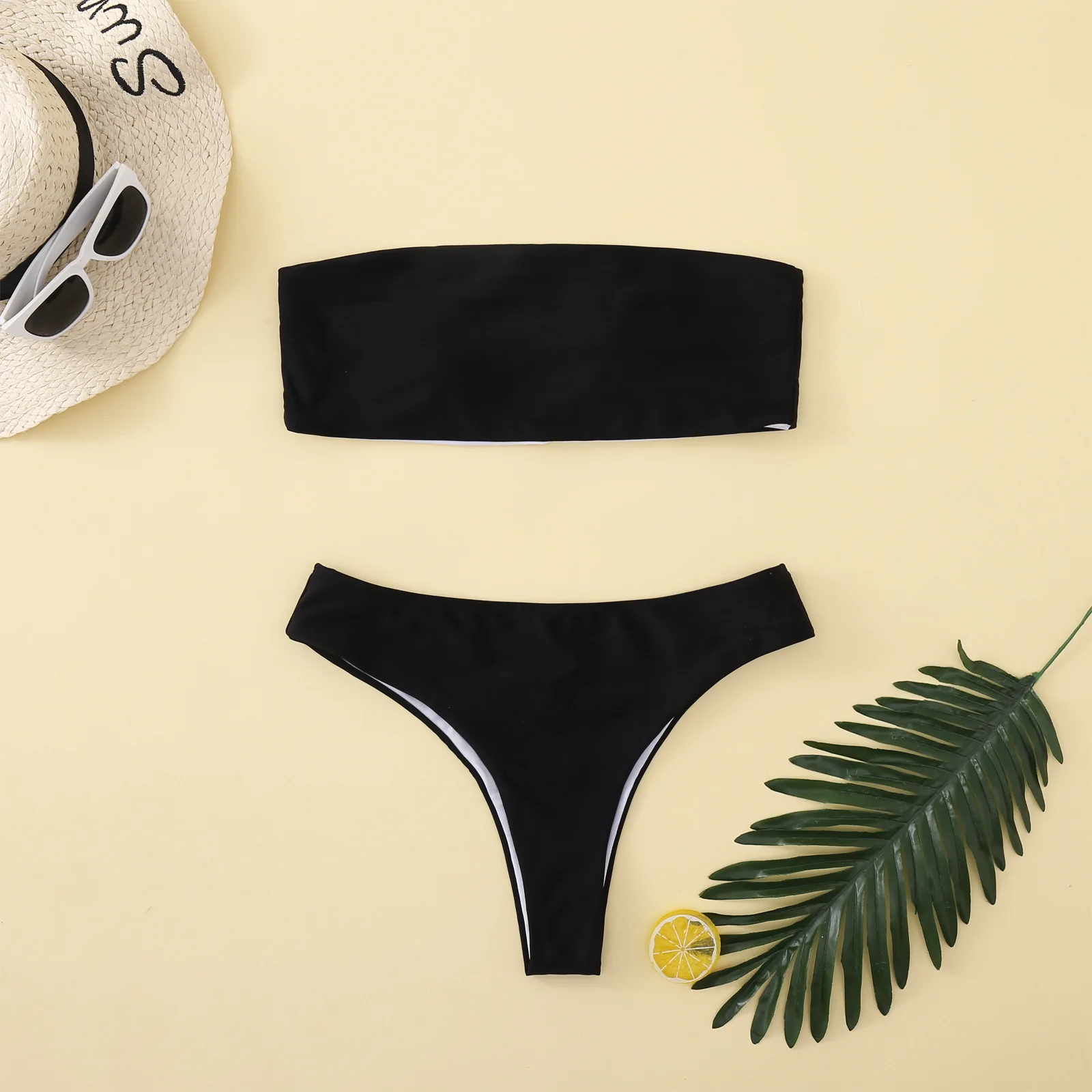 

Strapless Bikini 2021 Woman Two Piece Swimsuit Sexy Bikini Set Solid Swimwear Female Swimwear High Waist Push up Biquini