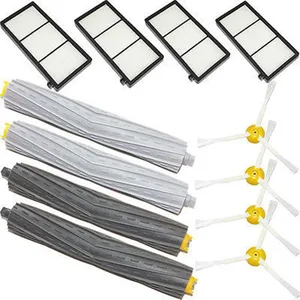 2 щетки для удаления мусора + 4 фильтра + 4 боковых щетки в комплекте, замена для irobot Roomba 800 серии 870 880, очиститель