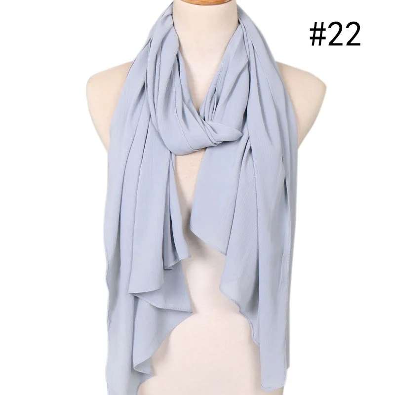 22 25 Colors Women Soft Long Scarf Muslim Hijab Shawl Wrap Chiffon Islamic Turban Headscarf Bandanas Ramadan Large Scarves 180*75cm - Цвет: 22