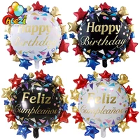 2pcs happy birthday star foil balloons 26inch spanish birthday helium globos colorful modeling party decoration kids baby shower