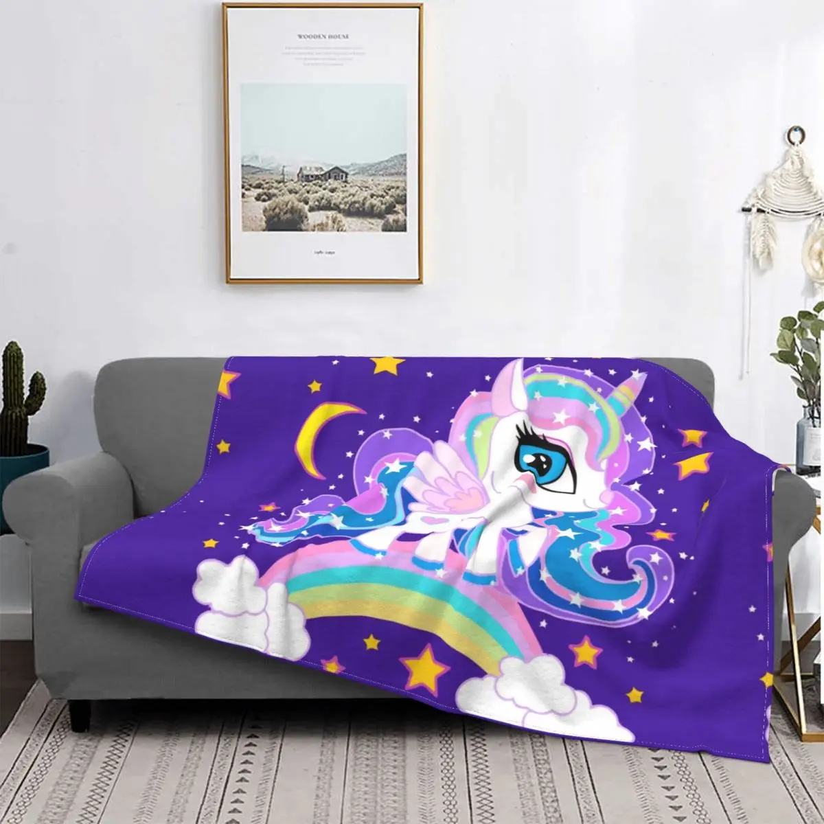 

Manta de arte mágico para el hogar y la Oficina, manta de vellón con estampado de unicornio en colores Pastel, multifunción, Ult