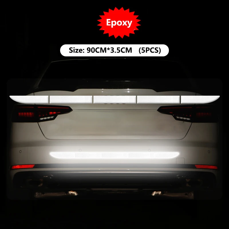 Epoxy White Автомобильный стикер светоотражающий сигнальный защитный скотч пленка Авто полоса декоративный элемент для бампера отражение анти наклейки против столкновения автомобильные аксессуары - Цвет: Epoxy White