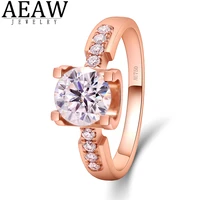 df color 6 5mm 1 0ct carat round brlliant cut moissanite engagement ring halo prong setting 14k rose gold real certification