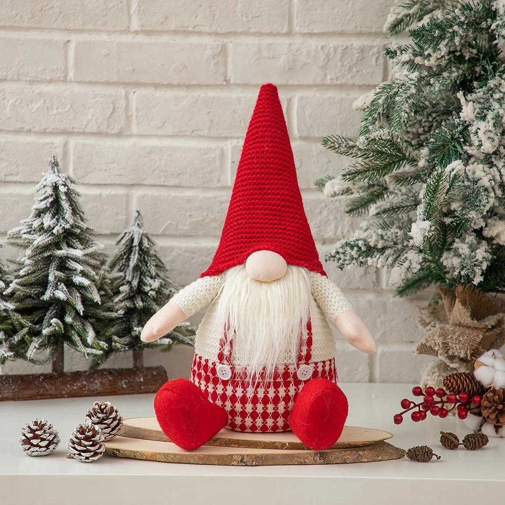 

Christmas Gnomes Plush DecorationHandmade Elf Doll Gift Xmas Tree Gnome Collectible Figurines