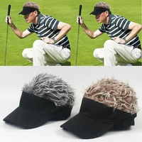 hair sun visor caps with fake hair wig novelty unisex baseball hat cap sport hats