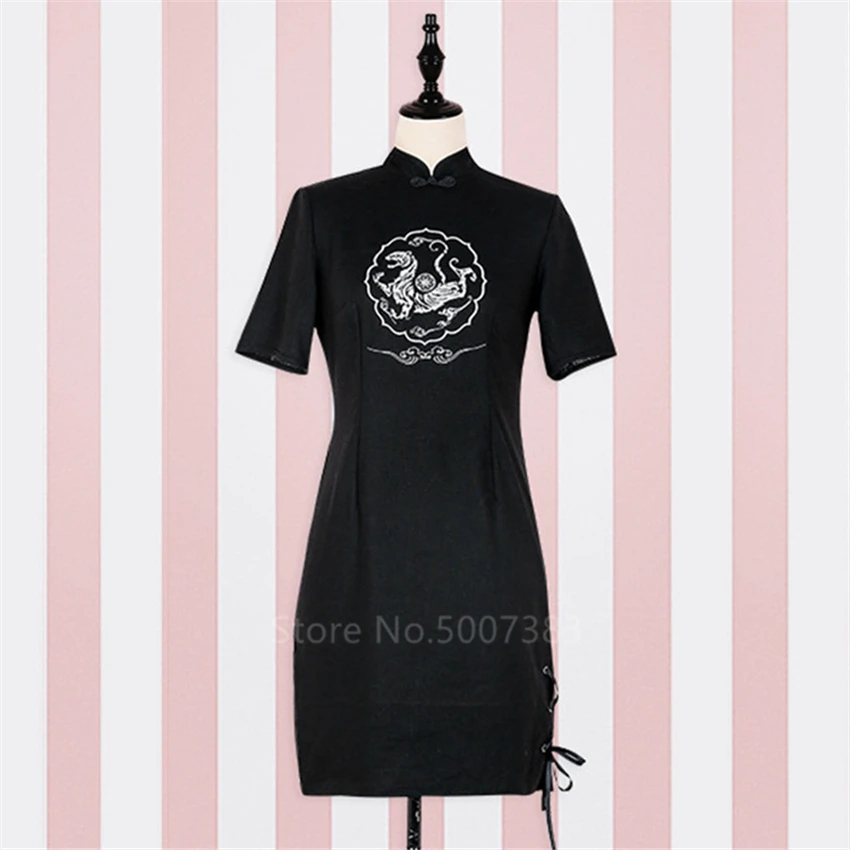 Мужской женский тонкий винтажный с вышивкой тёмный чонсам градиентный шифоновый