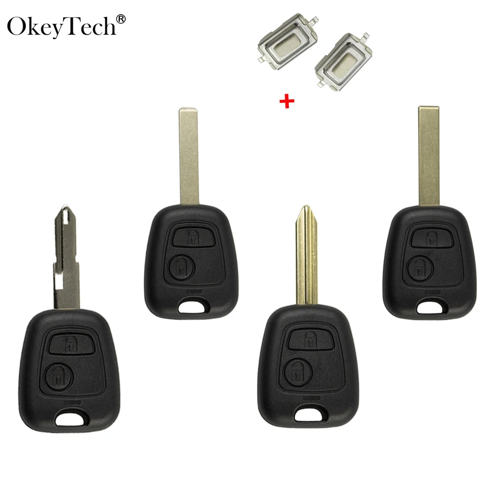 

OkeyTech 2 кнопки для Citroen C1 C4 для Peugeot 106 107 207 307 407 206 306 406 Замена дистанционный ключ чехол в виде ракушки запись Fob