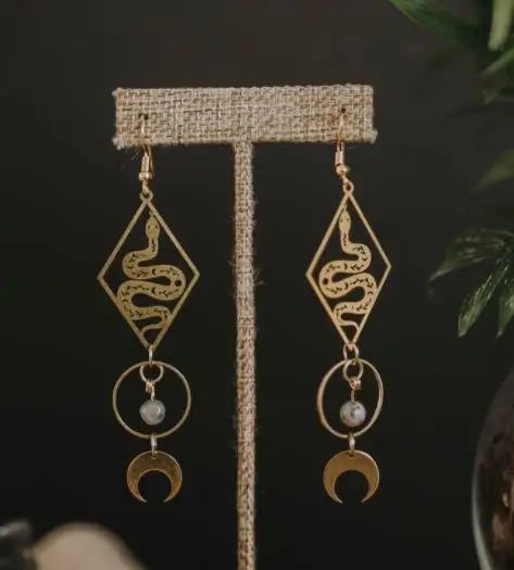 

Diamond Frame Snake Statement Dangles Hypoallergenic, Aesthetic Jewelry