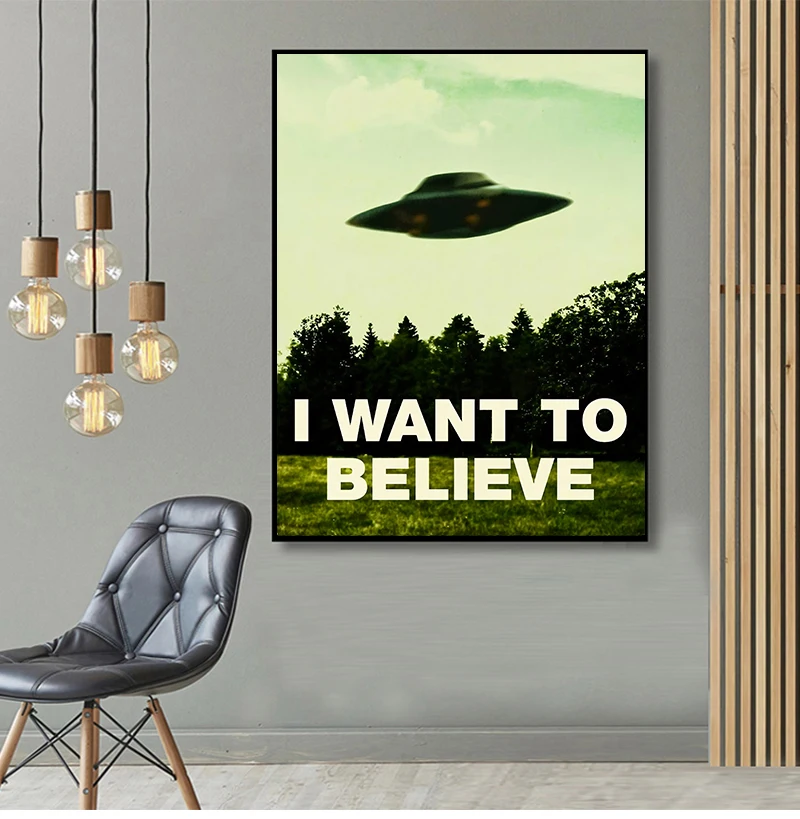 

Картины, Настенная Наклейка DLKKLB Винтаж, классическое кино, плакат I Want To Believe, плакат для бара, кафе, дома, крафт-бумага, декоративная