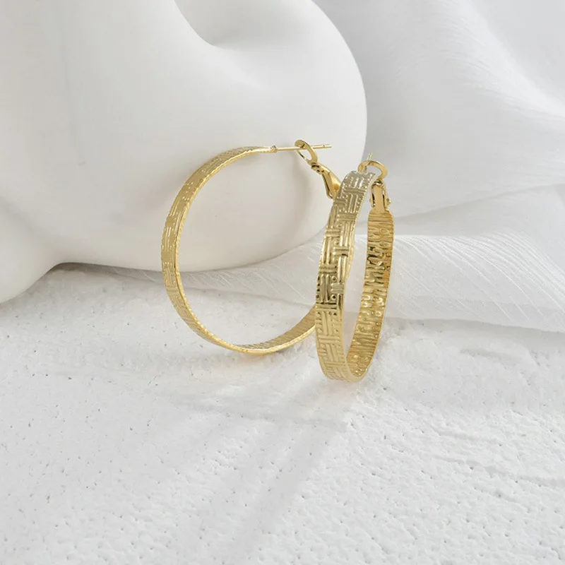 

Fashion Personality Stainless Steel 14k Gold Big Women's Cool Style Simple Temperament Stainless Steel Trendy Earings Jewelry