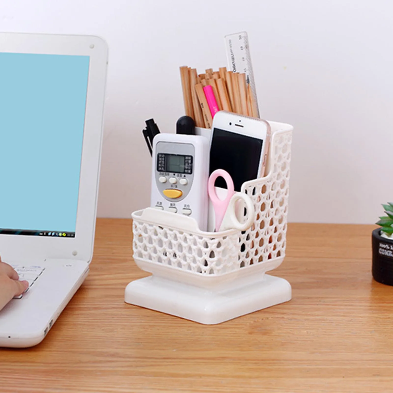 

Table Office Organizer Desktop Pen Storage Box Pencil Brush Pot Pen Holder Makeup Brush Plastic Container Sundries Desk Holder
