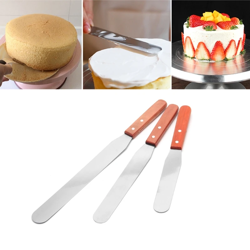 6/8/10" Straight Stainless Steel Butter Cake Cream Icing Knife Spatula Wood Handle | Дом и сад